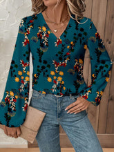 EMERY ROSE Women Casual Floral Print Lantern Sleeve Blouse, Suitable For Autumn/Winter